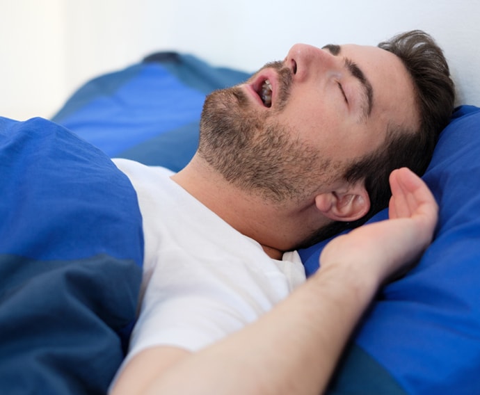 With the help of Dr. Polley, this man can be diagnosed for sleep apnea, stop snoring and get a better nights sleep that allows a good nights sleep - important to your overall health.